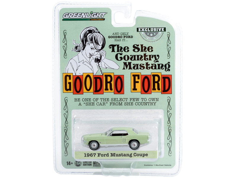 1967 Ford Mustang Limelite Green She Country Special Bill Goodro Ford Denver Colorado Hobby Exclusive Series 1/64 Diecast Model Car Greenlight 30353