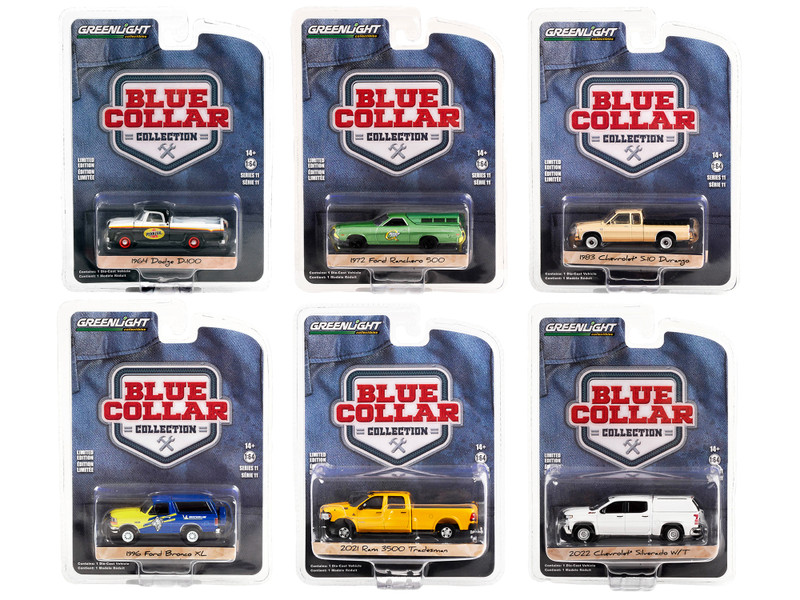 Blue Collar Collection Set 6 pieces Series 11 1/64 Diecast Model Cars Greenlight 35240