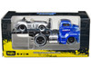 1950 Ford COE Flatbed Truck Blue Cobra Powered by Ford 1964 Shelby Cobra #6 Silver Metallic Stripes Muscle Transports Series 1/64 Diecast Model Cars Muscle Machines 11548SIL