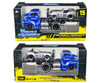1950 Ford COE Flatbed Truck Blue Cobra Powered by Ford 1964 Shelby Cobra #6 Silver Metallic Stripes Muscle Transports Series 1/64 Diecast Model Cars Muscle Machines 11548SIL