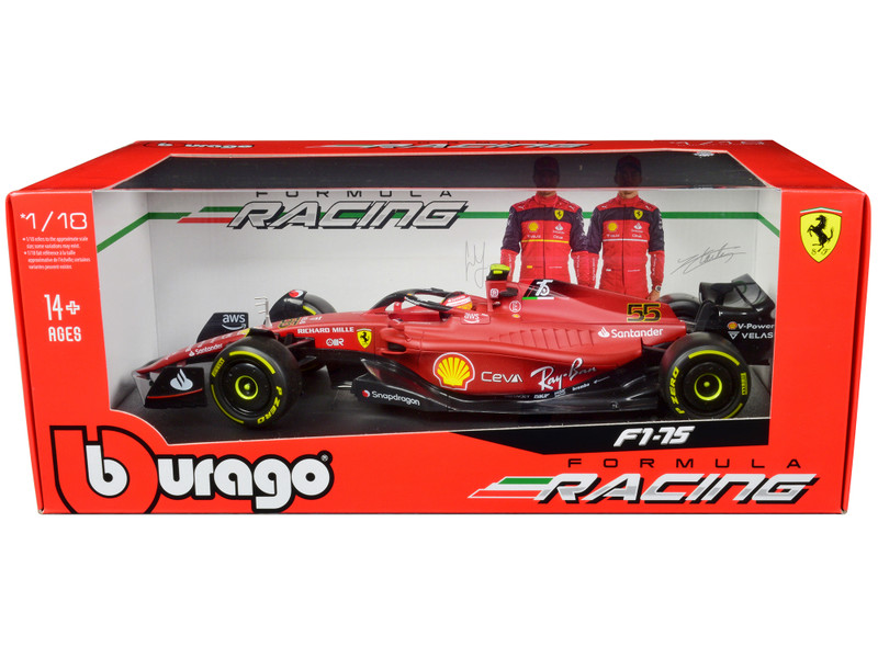 Ferrari F1-75 #55 Carlos Sainz Ferrari Racing Formula One F1 2022 Formula Racing Series 1/18 Diecast Model Car Bburago 16811CS