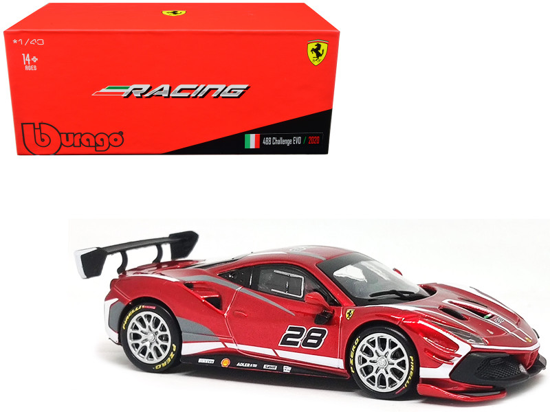 2020 Ferrari 488 Challenge EVO #28 Red Graphics Racing Series 1/43 Diecast Model Car Bburago 36309