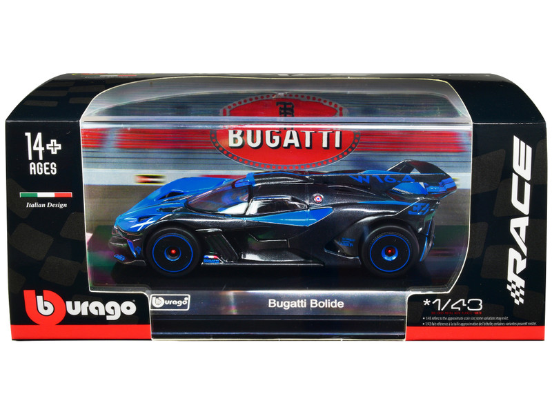 Bugatti Bolide Blue Carbon Gray Race Series 1/43 Diecast Model Car Bburago 38306