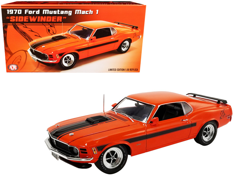 1970 Ford Mustang Mach 1 Orange Black Stripes Sidewinder Special Limited Edition 500 pieces Worldwide 1/18 Diecast Model Car ACME A1801861
