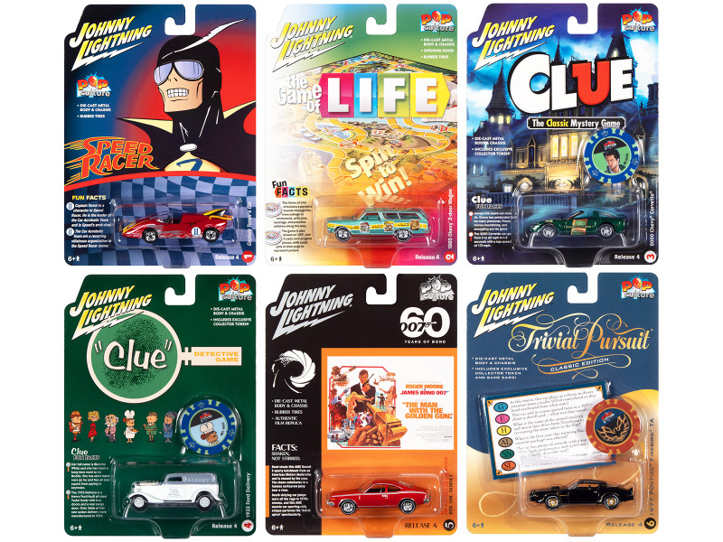 Pop Culture 2022 Set 6 Cars Release 4 1/64 Diecast Model Cars Johnny Lightning JLPC009