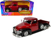 1953 Chevrolet 3100 Pickup Truck Lowrider Red Metallic Black Two-Tone Low Rider Collection 1/24 Diecast Model Car Welly 22087LRW-MRD