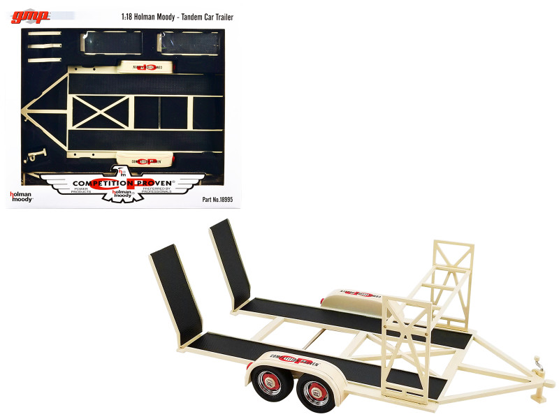 Tandem Car Trailer Tire Rack Beige Holman Moody Competition Proven 1/18 Diecast Model GMP 18995