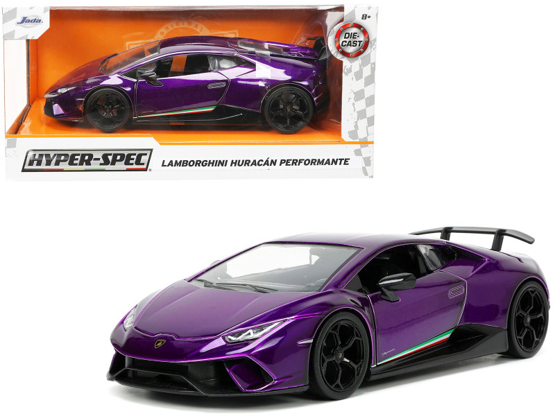 Lamborghini Huracan Perfomante Purple Metallic Hyper-Spec Series 1/24 Diecast Model Car Jada 34214