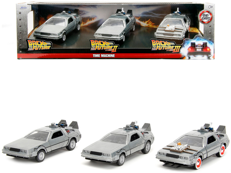 Back to the Future Delorean Set 3 pieces Hollywood Rides Series 1/32 Diecast Model Car Jada 33399