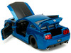 2006 Ford Mustang GT Blue Metallic Matt Black Hood Stripes Bigtime Muscle Series 1/24 Diecast Model Car Jada 34195