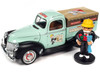 1940 Ford Pickup Truck Property Management Light Green Graphics Mr. Monopoly Construction Resin Figure Monopoly 1/18 Diecast Model Car Auto World AWSS138