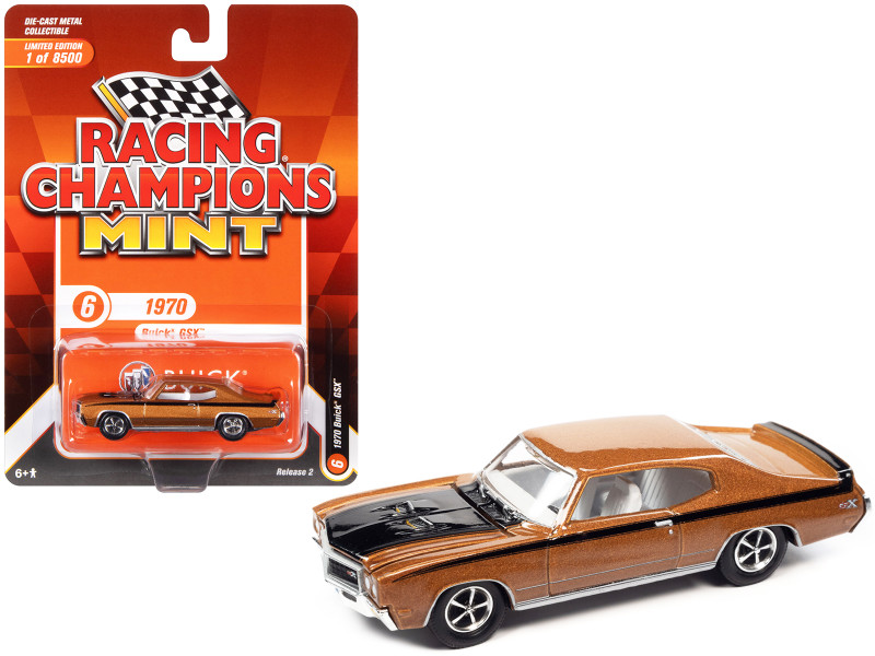 1970 Buick GSX Orange Metallic Black Stripes Hood Racing Champions Mint 2022 Release 2 Limited Edition 8500 pieces Worldwide 1/64 Diecast Model Car Racing Champions RC015-RCSP027