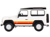 Land Rover Defender 90 Wagon White Black Top Stripes Limited Edition 1800 pieces Worldwide 1/64 Diecast Model Car True Scale Miniatures MGT00378