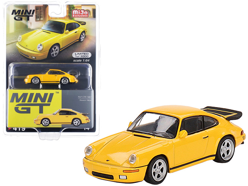 1987 RUF CTR Blossom Yellow Black Stripes Limited Edition 3000 pieces Worldwide 1/64 Diecast Model Car True Scale Miniatures MGT00419
