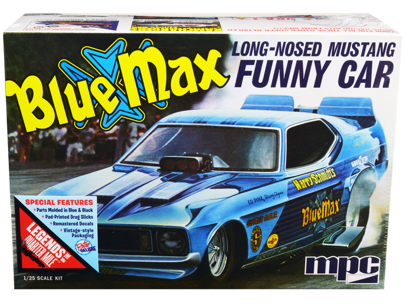 Skill 2 Model Kit Blue Max Long Nose Mustang Funny Car 1/25 Scale Model Car MPC MPC930