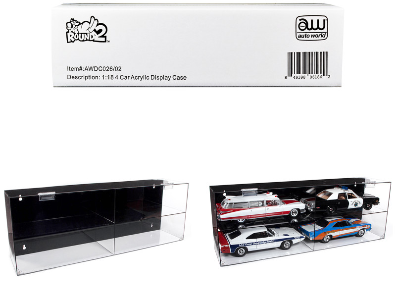 4 Car Acrylic Display Show Case 1/18 Scale Models Auto World AWDC026