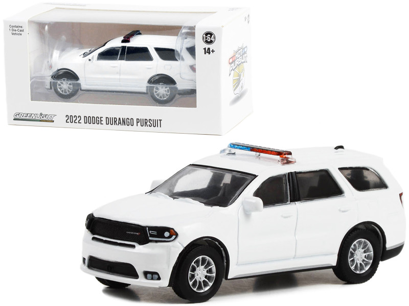 2022 Dodge Durango Pursuit Police Car White Hot Pursuit Hobby Exclusive Series 1/64 Diecast Model Car Greenlight GL43003