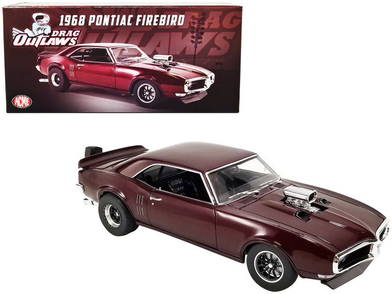1968 Pontiac Firebird Maroon Metallic Drag Outlaws Series Limited Edition 400 pieces Worldwide 1/18 Diecast Model Car ACME A1805216