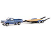 1981 Chevrolet C-20 Trailering Special Pickup Truck Blue Black Stripes Flatbed Trailer Hitch & Tow Series 27 1/64 Diecast Model Car Greenlight 32270B