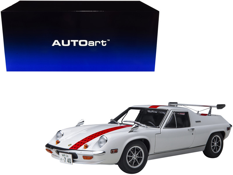 Lotus Europa Special White Red Stripe Graphics The Circuit Wolf 1/18 Model Car Autoart 75396