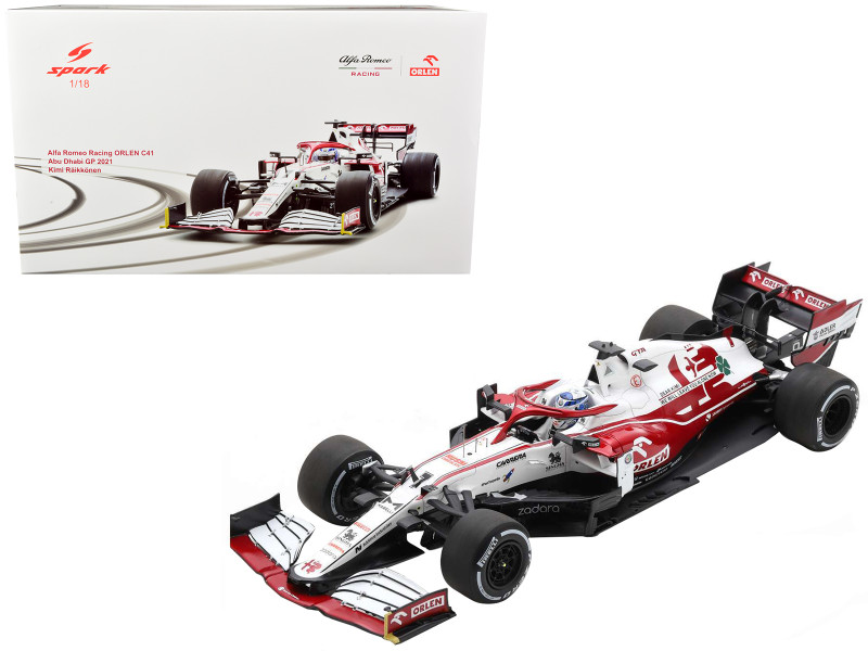 Alfa Romeo Racing C41 #7 Kimi Raikkonen Orlen Formula One F1 Abu Dhabi GP 2021 1/18 Model Car Spark 18S607