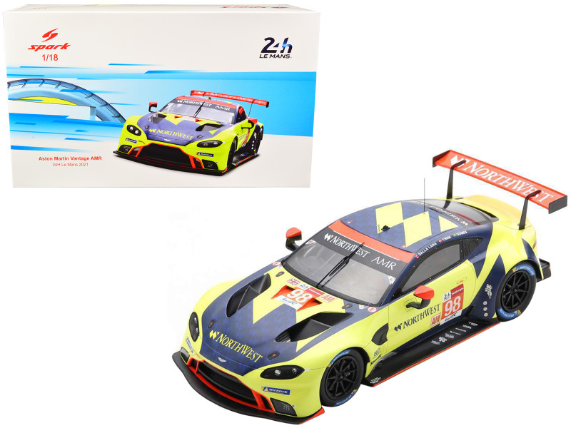 Porsche Aston Martin Vantage AMR #98 Marcos Gomes Paul Dalla Lana Nicki Thiim Aston Martin Racing LMGTE Am Class 24 Hours of Le Mans 2021 1/18 Model Car Spark 18S706