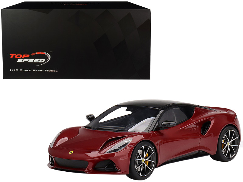 Lotus Emira Magma Red with Black Top 1/18 Model Car Top Speed TS0383