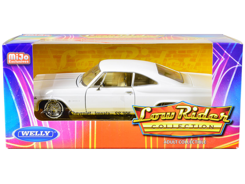 1965 Chevrolet Impala SS 396 Lowrider White Low Rider Collection 1/24 Diecast Model Car Welly 22417LRW-WH