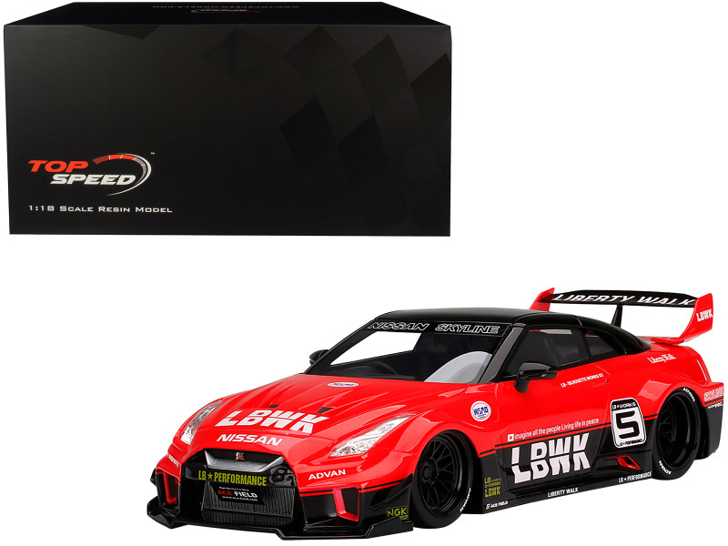 Nissan 35GT RR Ver 1 LB Silhouette Works GT #5 RHD Right Hand Drive LBWK Red and Black 1/18 Model Car Top Speed TS0354