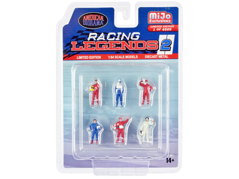 Racing Legends 2 6 piece Diecast Set 6 Driver Figures Limited Edition to 4800 pieces Worldwide for 1/64 Scale Models American Diorama AD-76511MJ