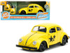 1959 Volkswagen Beetle Yellow with Black Graphics and Boxing Gloves Accessory Punch Buggy Series 1/32 Diecast Model Car Jada 34238