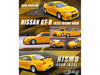 Nissan Skyline GT-R R33 Nismo 400R RHD Right Hand Drive Lightning Yellow Silver Stripes 1/64 Diecast Model Car Inno Models IN64-400R-LYL