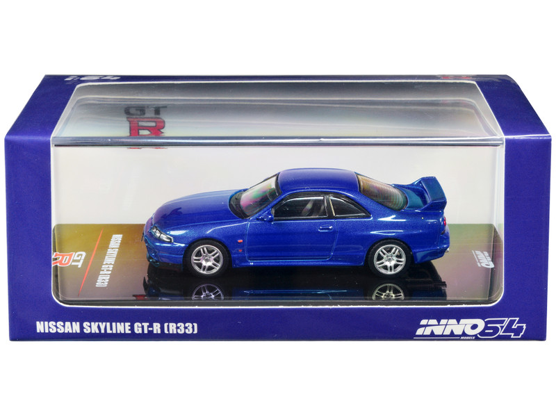 Nissan Skyline GT-R R33 RHD Right Hand Drive Bayside Blue Metallic 1/64 Diecast Model Car Inno Models IN64-R33-CBL