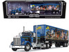Kenworth W900A with Sleeper and 40 Vintage Trailer John Wayne Comic Edition Blue with Black Stripes 1/64 Diecast Model DCP/First Gear 60-1206