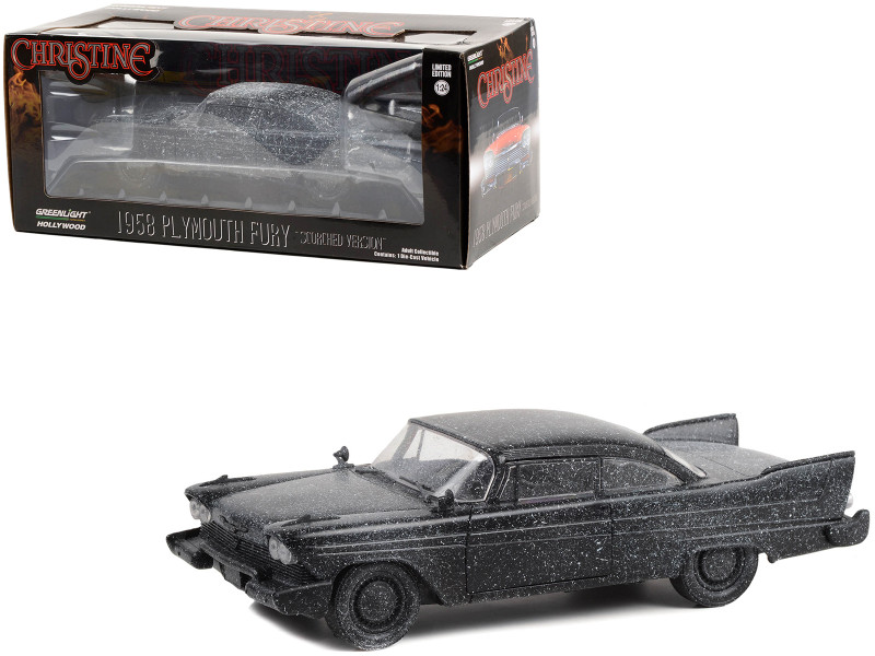 1958 Plymouth Fury Scorched Version Black with Ash Christine 1983 Movie 1/24 Diecast Model Car Greenlight 84172