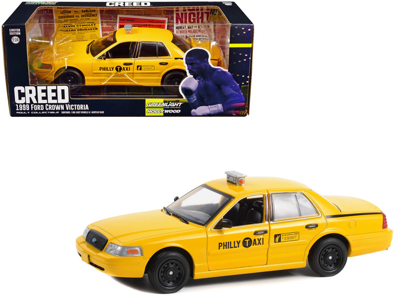 1999 Ford Crown Victoria Philly Taxi Yellow Creed 2015 Movie 1/24 Diecast Model Car Greenlight 84173