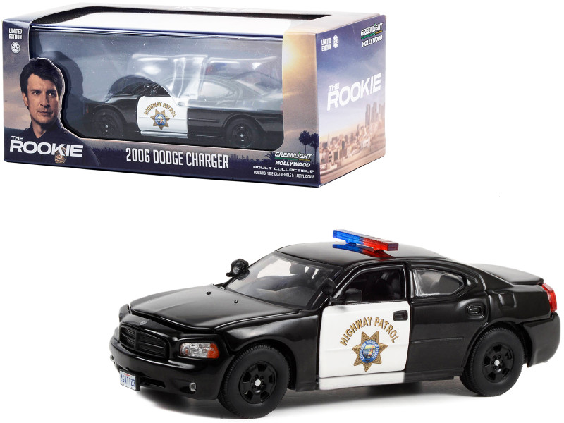 2006 Dodge Charger Police CHP California Highway Patrol Black The Rookie 2018-Current TV Series 1/43 Diecast Model Car Greenlight 86634