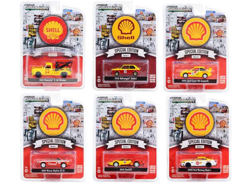 Shell Oil Special Edition 6 piece Set Series 1 1/64 Diecast Model Cars by Greenlight 41125SET