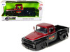 1956 Ford F 100 Pickup Truck Mickey Thompson Performance Tires & Wheels Black and Red Metallic Just Trucks Series 1/24 Diecast Model Car Jada 34306