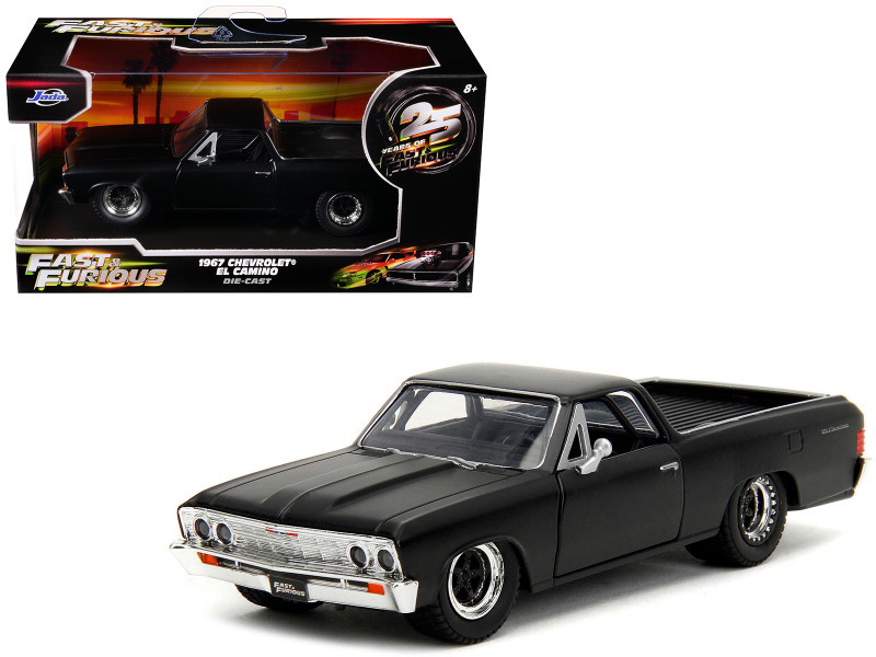 1967 Chevrolet El Camino Matt Black Fast & Furious Series 1/32 Diecast Model Car Jada 34414