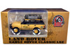 Land Rover Range Rover Classic LSE RHD Right Hand Drive Camel Trophy Yellow with Roof Rack Extra Wheels and Accessories 1/64 Diecast Model Car BM Creations 64B0263