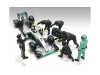Formula One F1 Pit Crew 7 Figure Set Team Black Release III for 1/43 Scale Models American Diorama 38389