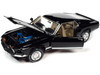 1969 Ford Mustang GT Raven Black with White Stripes and Gold Interior 1/18 Diecast Model Car Auto World AMM1292