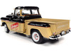 1957 Chevrolet 3100 Stepside Pickup Truck Black and Tan with Graphics Leinenkugle's Beer The Pride of Chippewa Falls 1/18 Diecast Model Auto World AW311