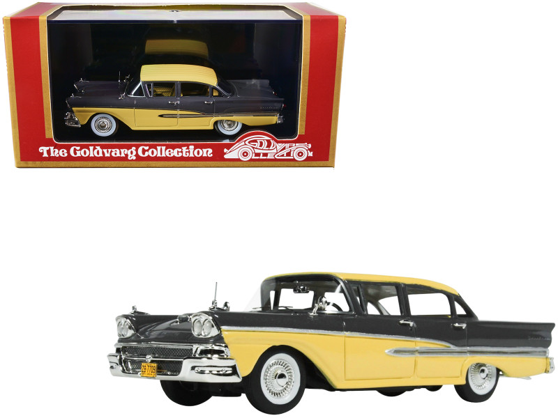 1958 Ford Fairlane 4 Door Gunmetal Gray Pastel Yellow Limited Edition 240 pieces Worldwide 1/43 Model Car Goldvarg Collection GC-026A