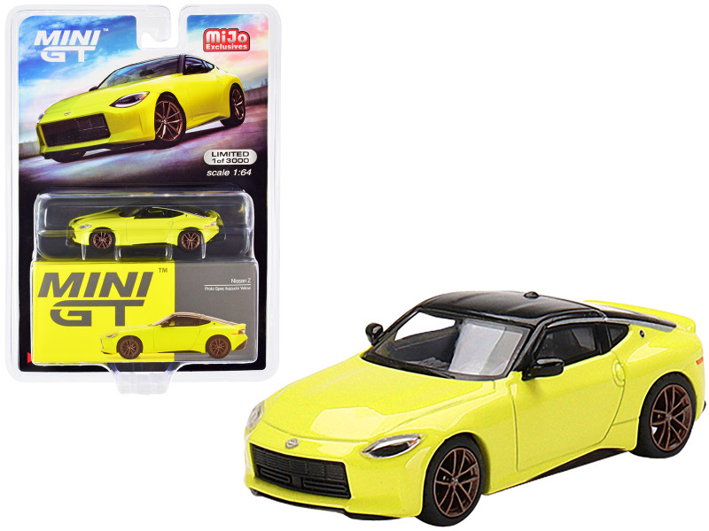 2023 Nissan Z Proto Spec Ikazuchi Yellow with Black Top Limited Edition to 3000 pieces Worldwide 1/64 Diecast Model Car True Scale Miniatures MGT00415