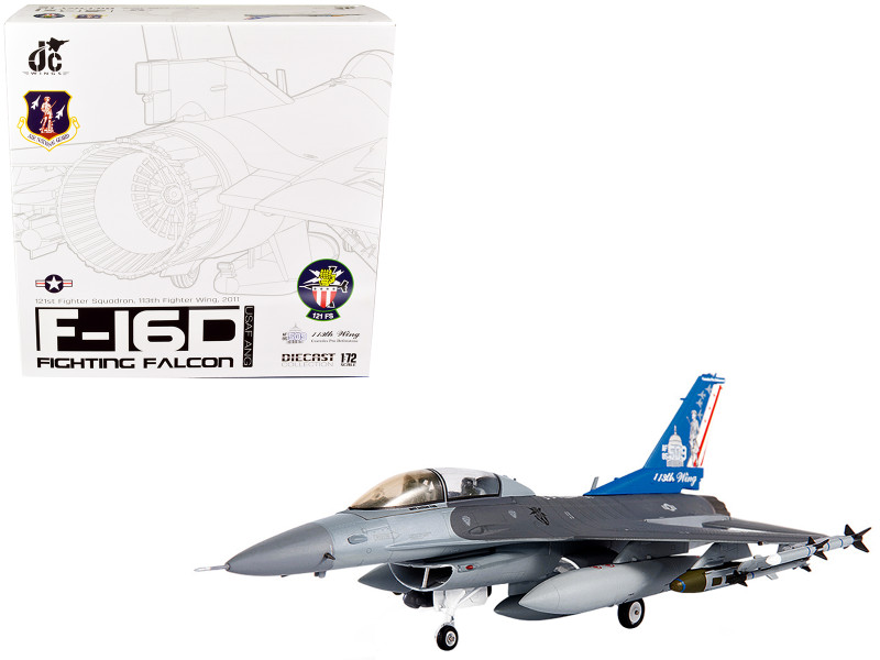 Lockheed F-16D Fighting Falcon Fighter Plane USAF ANG 121st Fighter Squadron 113th Fighter Wing 2011 1/72 Diecast Model JC Wings JCW-72-F16-016