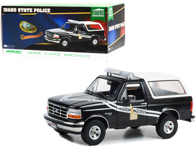 1996 Ford Bronco Black and White Idaho State Police Artisan Collection 1/18 Diecast Model Car Greenlight 19133