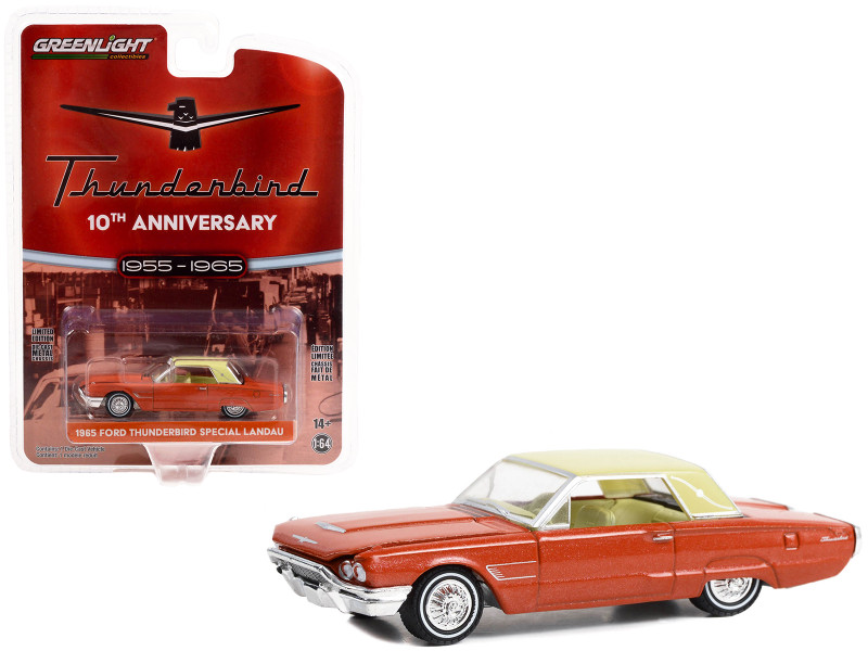 1965 Ford Thunderbird Special Landau Ember-Glo Metallic with Cream Top and Interior 10th Anniversary Anniversary Collection Series 15 1/64 Diecast Model Car Greenlight 28120B
