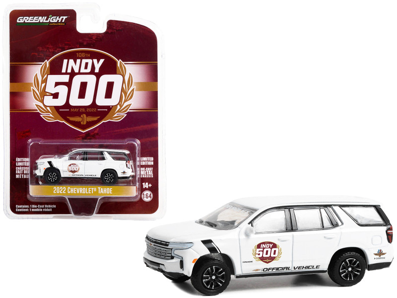2022 Chevrolet Tahoe White 106th Running of the Indianapolis 500 Official Vehicle 2022 Anniversary Collection Series 15 1/64 Diecast Model Car Greenlight 28120F